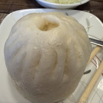 MyungIn Dumplings - One bun filled my saucer sized plate - Korean Near Me - Buena Park, California