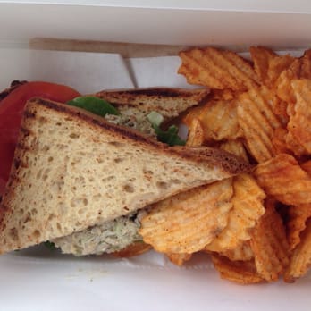 Dempsey Bakery - Beautiful boxed lunch! 1/2 chicken salad sandwich on gluten free bread with BBQ chips and a pickle slice!!! YUM!!! - Bakeries Near Me - Little Rock, Arkansas Dempsey Bakery - Beautiful boxed lunch! 1/2 chicken salad sandwich on gluten free bread with BBQ chips and a pickle slice!!! YUM!!! - Bakeries Near Me - Little Rock, Arkansas
