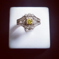 Gold Mine 704 - Art Deco, Yellow Diamond, 14kt White Gold