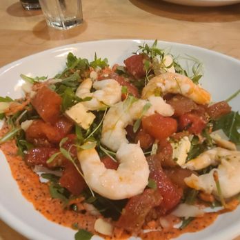 Poppycocks - Grilled Watermelon & Shrimp Salad - New American Near Me - Traverse City, Michigan