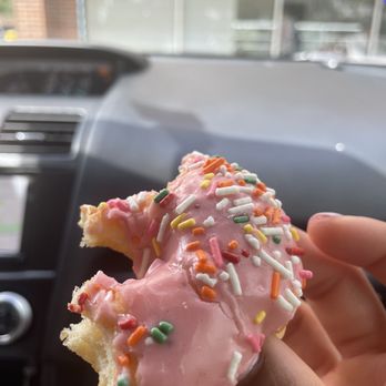 Best Donuts - a pink frosted donut with sprinkles - Donuts Near Me - Houston, Texas