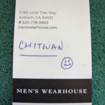 Men's Wearhouse - Our amazing sales woman's business card... Go and see her if you need anything! Her customer service is impeccable. - Men's Clothing Near Me - ANTIOCH, California Men's Wearhouse - Our amazing sales woman's business card... Go and see her if you need anything! Her customer service is impeccable. - Men's Clothing Near Me - ANTIOCH, California