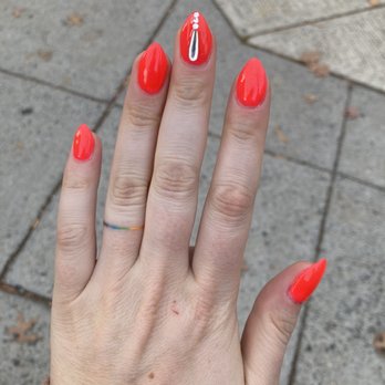 Super Nails - I knocked off one of the rhinestones and Fee fixed me right up :-). These nails are so pretty and they glow in the dark!! - Nail Salons Near Me - Washington, DC, District of Columbia