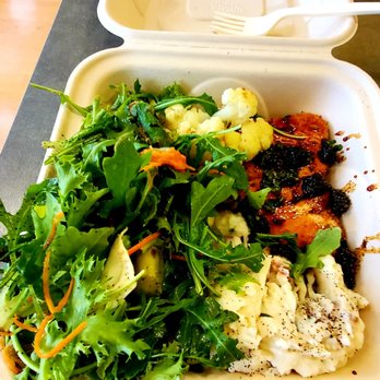 Pavilion Cafe - Salmon, goat cheese mashed potatoes, cauliflower, and asparagus salad. Yay for Fridays! - Cafes Near Me - Sacramento, California