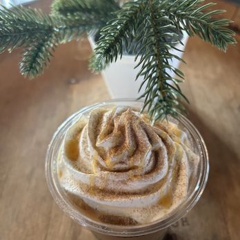 The Coffee Haus at Guggman - Scotchie Claus (Iced) Butterscotch Caramel Latte (Winter menu) - Coffee & Tea Near Me - Indianapolis, Indiana
