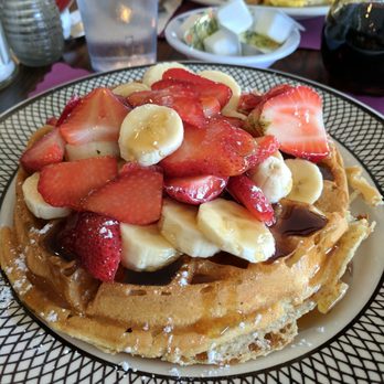 JJ's Diner - Belgian Waffle with strawberries and bananas - Breakfast & Brunch Near Me - Egg Harbor Township, New Jersey JJ's Diner - Belgian Waffle with strawberries and bananas - Breakfast & Brunch Near Me - Egg Harbor Township, New Jersey