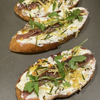 Juanita & Maude - Anchovies, greens, cheese crostini. - New American Near Me - Albany, California Juanita & Maude - Anchovies, greens, cheese crostini. - New American Near Me - Albany, California