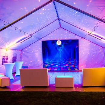 Lounge Party Rentals - Karaoke lounge set up under 30'x40' tent in our backyard. Sofas, benches, stools, lighted tables by Lounge Party Rentals. - Party Equipment Rentals Near Me Lounge Party Rentals - Karaoke lounge set up under 30'x40' tent in our backyard. Sofas, benches, stools, lighted tables by Lounge Party Rentals. - Party Equipment Rentals Near Me