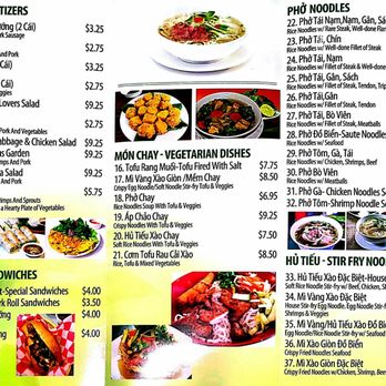 Pho Noodles - This is the menu as of October 21st 2016 - Vietnamese Near Me - Phoenix, Arizona
