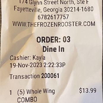 Frozen Rooster - Chicken Wings Near Me - Fayetteville, Georgia