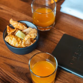 Ember Kitchen - Pork rinds, spicy margarita = a great start to dinner and they're FREE! - Latin American Near Me - Austin, Texas