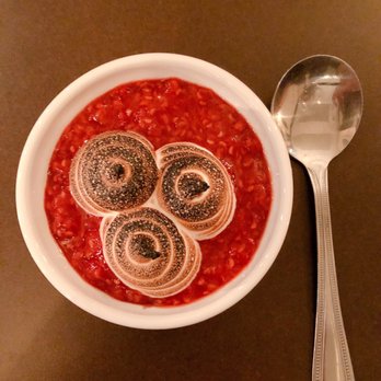 The Stables - Chocolate Panna Cotta with raspberry and marshmallow topping - New American Near Me - Richmond, Virginia
