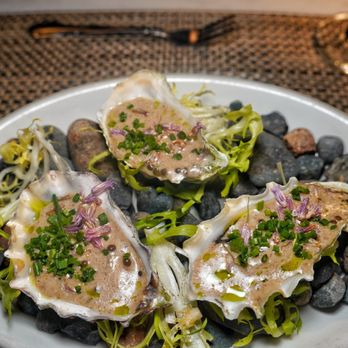 Le Coin - Grilled oyster in truffle sauce with caviar - Seafood Near Me - Seattle, Washington Le Coin - Grilled oyster in truffle sauce with caviar - Seafood Near Me - Seattle, Washington
