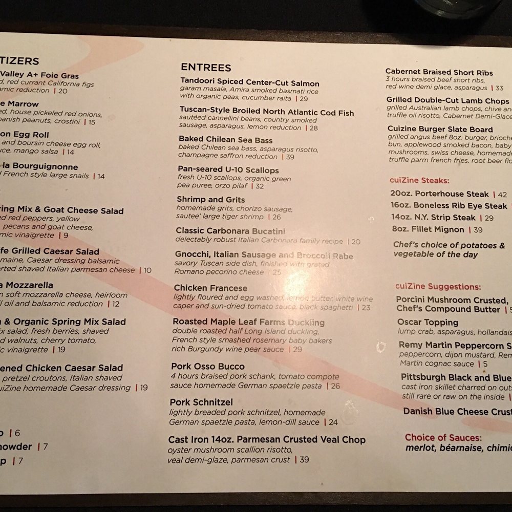 CuiZine Restaurant - Dinner menu - Seafood Near Me - Satellite Beach, Florida