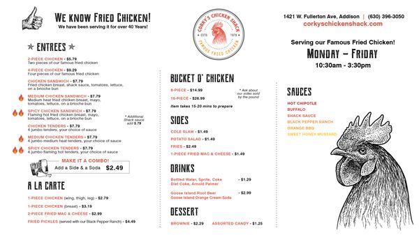 Menu photo 2 Corky's Chicken Shack Addison, IL
