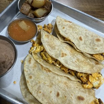 Salseria - Well served trio of breakfast tacos. - Tacos Near Me - Webster, Texas