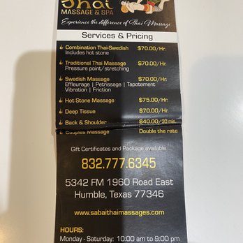 Sabai Thai Massage & Spa - Brochure - Massage Therapy Near Me - Humble, Texas Sabai Thai Massage & Spa - Brochure - Massage Therapy Near Me - Humble, Texas