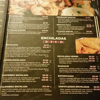 Acapulco Mexican Restaurant - Menu 1/30/2021 - Mexican Near Me - Newton, Kansas