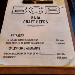 BCB Tasting Room - Menu