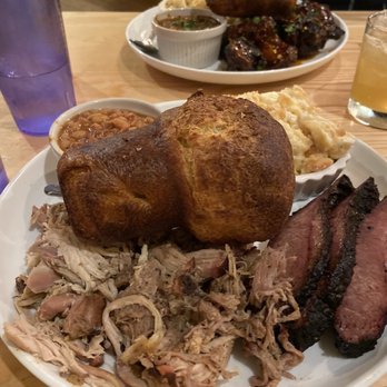 Salt + Smoke - Bestie Combo 3 with pulled chicken, pulled pork, and brisket. Pit Beans w/Bacon and White Cheddar Cracker Mac as the sides. - Barbeque Near Me - St. Louis, Missouri Salt + Smoke - Bestie Combo 3 with pulled chicken, pulled pork, and brisket. Pit Beans w/Bacon and White Cheddar Cracker Mac as the sides. - Barbeque Near Me - St. Louis, Missouri