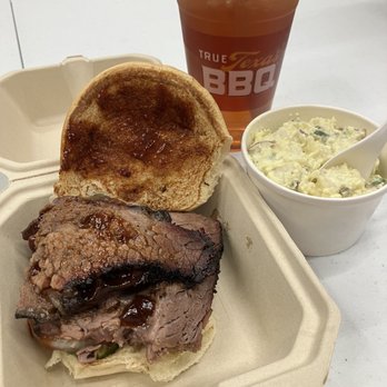 True Texas BBQ - Sliced Natural Brisket - Barbeque Near Me - Conroe, Texas