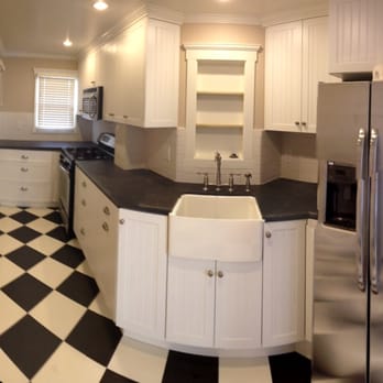 Dream Woodwork - a kitchen with black and white checkered floor - General Contractors Near Me - Redondo Beach, California Dream Woodwork - a kitchen with black and white checkered floor - General Contractors Near Me - Redondo Beach, California