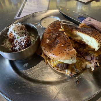 Eureka! - Short Rib Kimchi Burger with Mac N' Cheese Balls. - American Near Me - Mountain View, California
