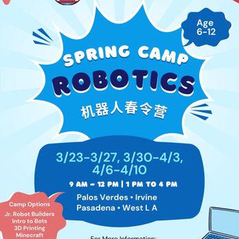 Rolling Robots - Spring Camp 2026 - Summer Camps Near Me - Rolling Hills Estates, California Rolling Robots - Spring Camp 2026 - Summer Camps Near Me - Rolling Hills Estates, California