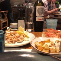 Calamari, bravas and bread