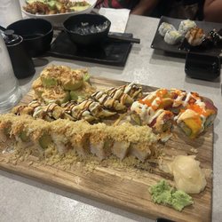 Chaiyo Sushi & Thai - The Chaiyo roll, Crunchy California roll, a speciality roll that was on special, and Evolve roll