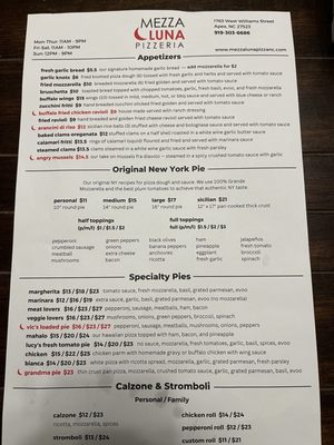 Menu photo 3 Mezza Luna Pizzeria Apex, NC