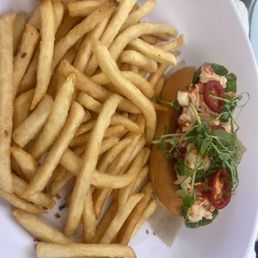 Lobster roll and fries Lobster roll and fries