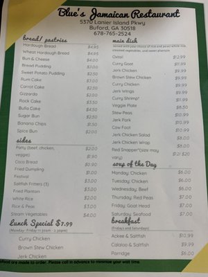 Menu photo 2 Blues Jamaican Restaurant Buford, GA Menu photo 2 Blues Jamaican Restaurant Buford, GA