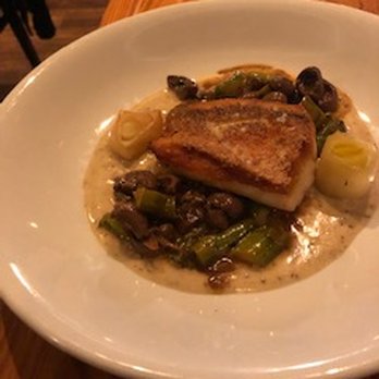 Town Hall - Grilled local fish over braised lentils,basil butter and mixed vegetables. - New American Near Me - Florence, South Carolina Town Hall - Grilled local fish over braised lentils,basil butter and mixed vegetables. - New American Near Me - Florence, South Carolina