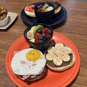 Eight AM - Bagel two ways with fruit bowl - New American Near Me - San Francisco, California