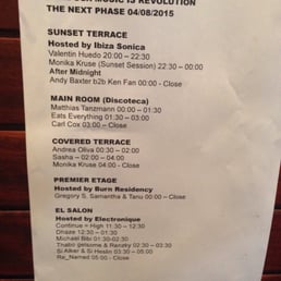 Set times for Tuesday night (Revolution). Close is after 7am Set times for Tuesday night (Revolution). Close is after 7am