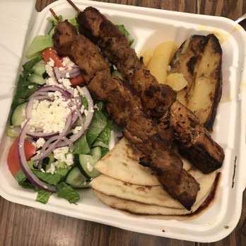OpaOpa Fresh Greek - The potatoes are the best!!!  The feta on the salad was good. It needs more dressing.  The pork skewers grew on me.  Chicken is king. - Greek Near Me - Bronxville, New York