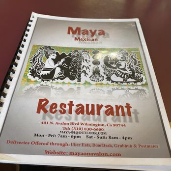 Maya Mexican Restaurant - the menu for the restaurant - Mexican Near Me - Wilmington, California