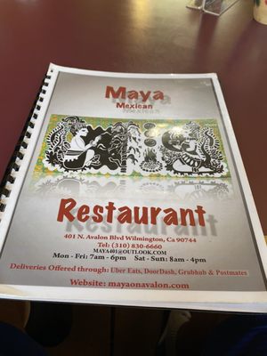 Menu photo 1 Maya Mexican Restaurant Wilmington, CA