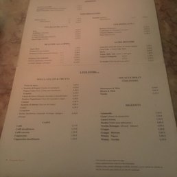 Drinks list