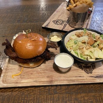New Realm Brewing - HOT FRIED CHICKEN SANDWICH SIDE CAESAR SALAD - Brewpubs Near Me - Charleston, South Carolina New Realm Brewing - HOT FRIED CHICKEN SANDWICH SIDE CAESAR SALAD - Brewpubs Near Me - Charleston, South Carolina