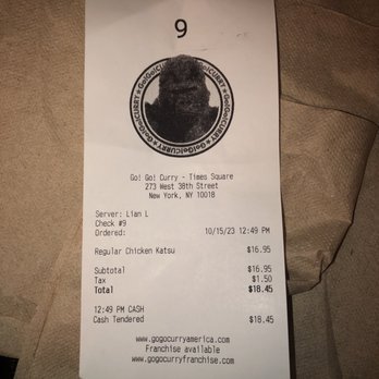 Go! Go! Curry! - My Receipt - Japanese Curry Near Me - New York, New York Go! Go! Curry! - My Receipt - Japanese Curry Near Me - New York, New York