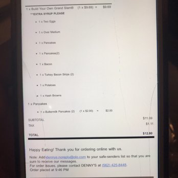 Denny's - Online order  forgot pancakes. - Diners Near Me - Lakewood, California