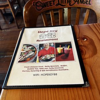Hope Key - a menu on a table in a restaurant - Chinese Near Me - Victoria, British Columbia