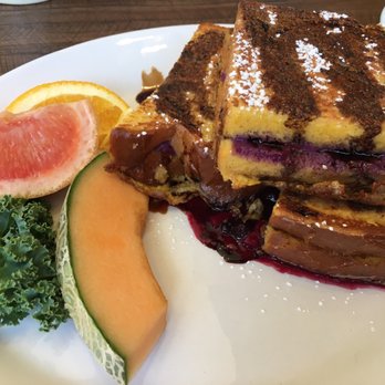 Red's Diner Kensington - Blueberry basil goat cheese French toast - quite tart with the balsamic drizzle - Breakfast & Brunch Near Me - Calgary, Alberta Red's Diner Kensington - Blueberry basil goat cheese French toast - quite tart with the balsamic drizzle - Breakfast & Brunch Near Me - Calgary, Alberta