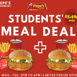 Pepe's Piri Piri - Steak Burger Meal Deal for Students.