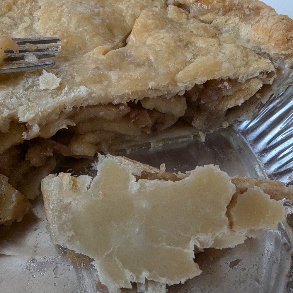 Noble Pies - You can see how underbaked this bottom crust is on the apple pie. No color and still doughy - Bakeries Near Me - Warwick, New York Noble Pies - You can see how underbaked this bottom crust is on the apple pie. No color and still doughy - Bakeries Near Me - Warwick, New York