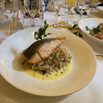 West End Cafe - Salmon over Risotto - New American Near Me - Carle Place, New York West End Cafe - Salmon over Risotto - New American Near Me - Carle Place, New York