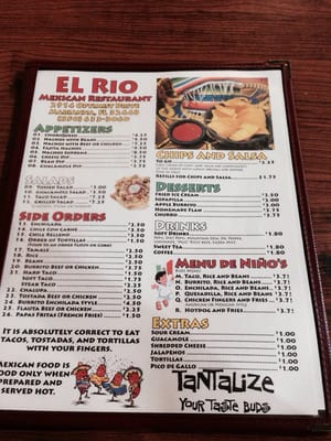Menu photo 4 El Rio Marianna, FL Menu photo 4 El Rio Marianna, FL