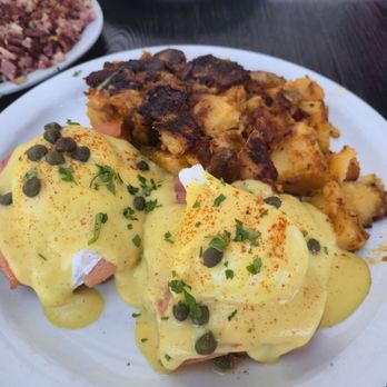 Brownstone Pancake Factory - Lox eggs Benedict with home fries. 10/10 - Pancakes Near Me - Freehold, New Jersey Brownstone Pancake Factory - Lox eggs Benedict with home fries. 10/10 - Pancakes Near Me - Freehold, New Jersey
